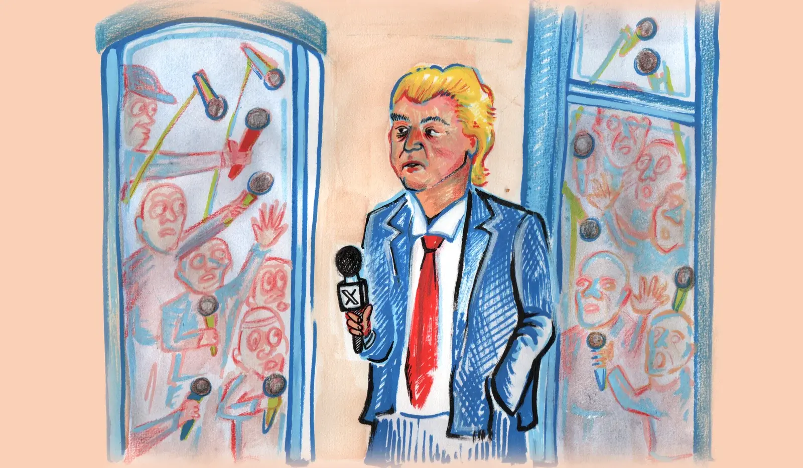 Getekende illustratie van Geert Wilders